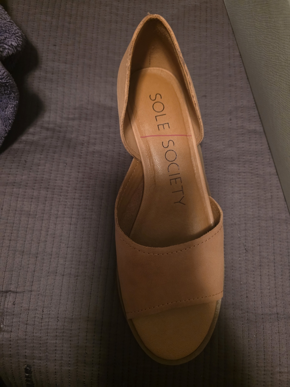 Sole Society Tan Open-Toe D'Orsay Mule